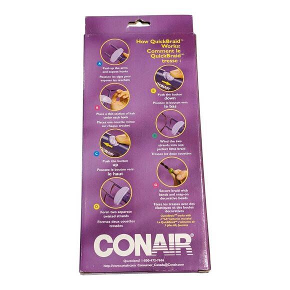 VTG 2001 Conair Quick Braid Quick & Easy Hair Braider Electric Tool WITH BOX - Picture 7 of 7